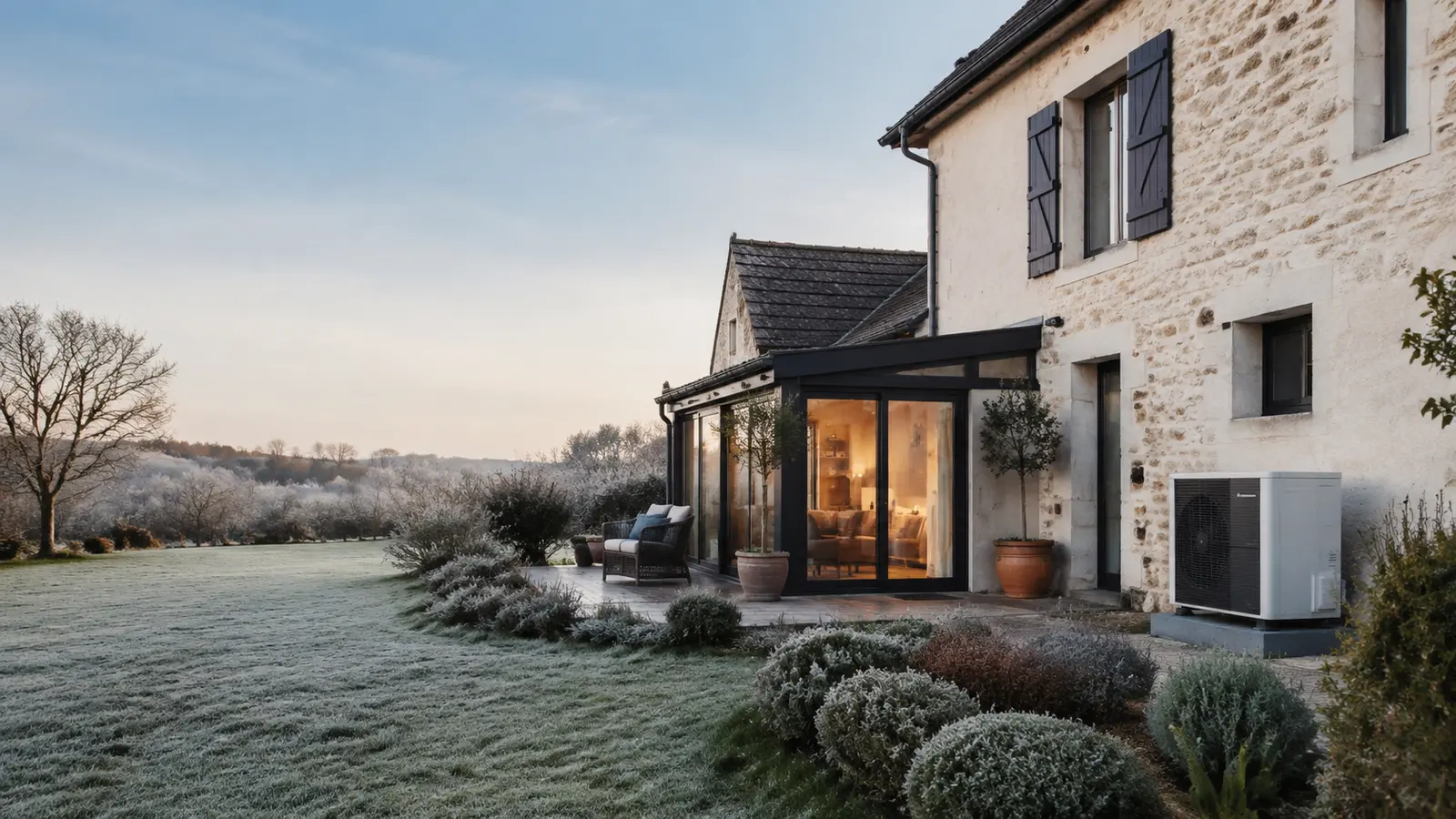 Pompe à chaleur air eau installée dans une maison