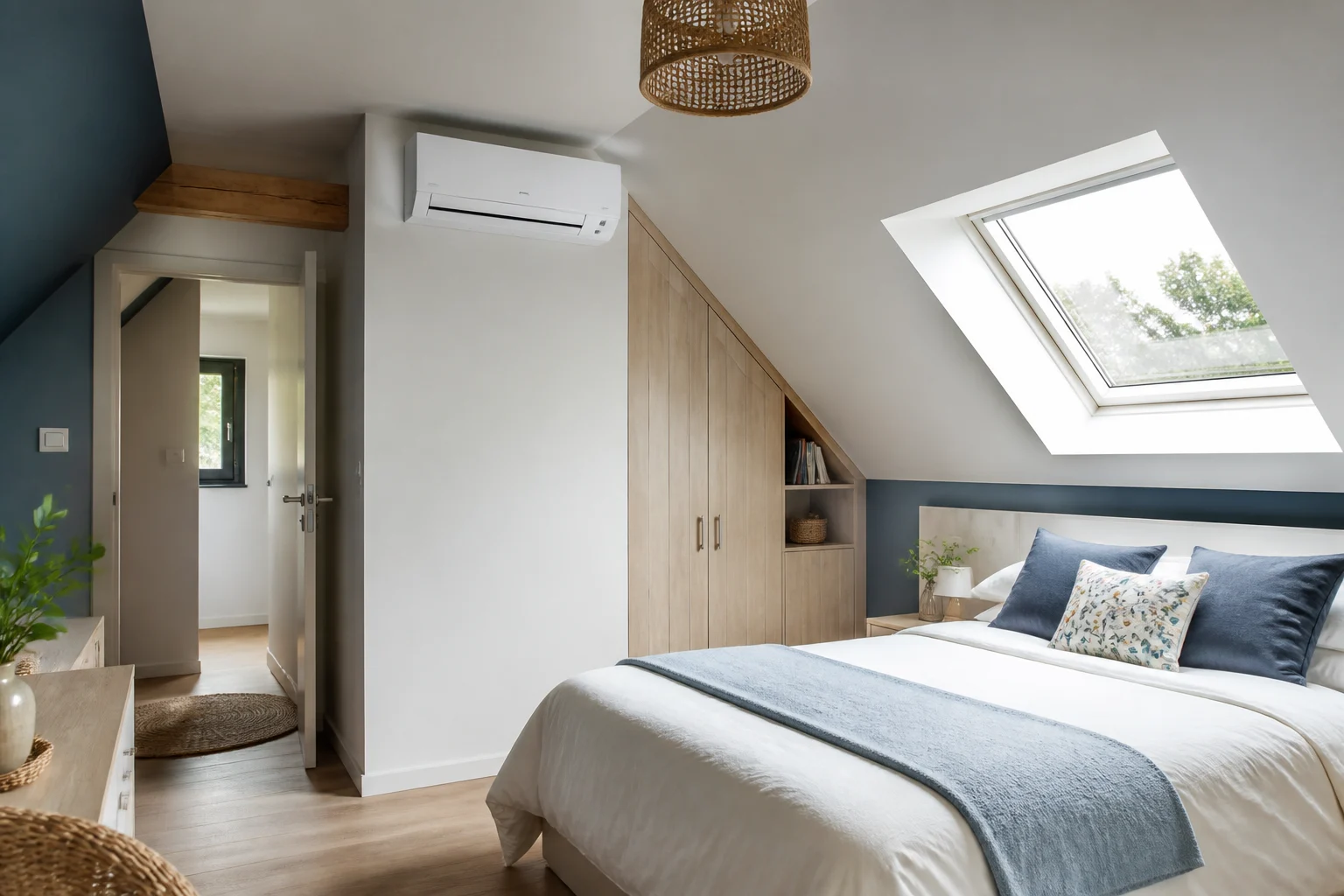 Climatisation installée dans une chambre sous les combles